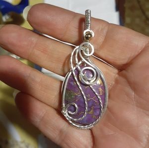 Handmade purple turquoise sterling silver pendant